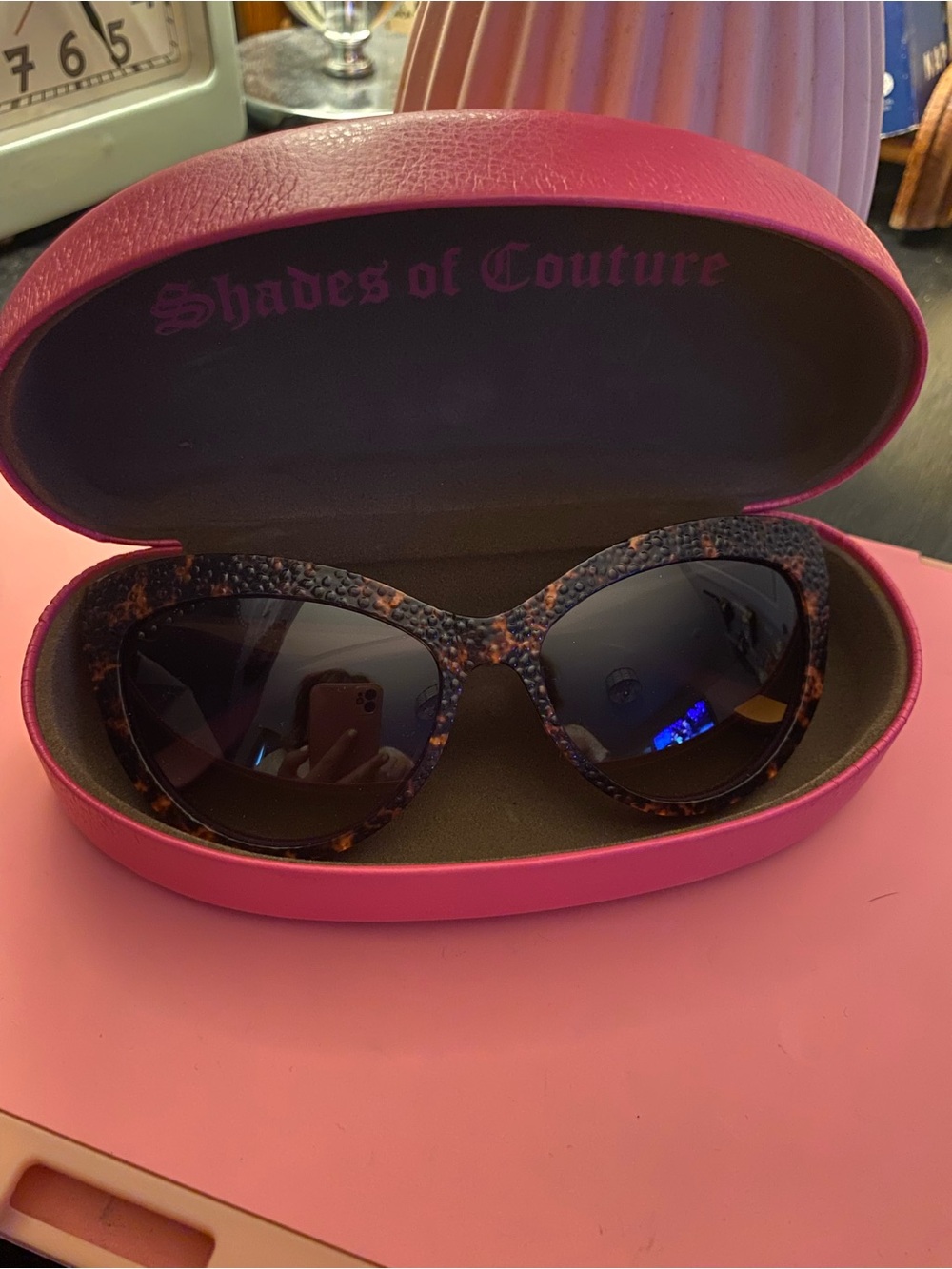 Juicy Couture Tortoise Shell Cat-Eye Sunglasses with Dark Lenses
